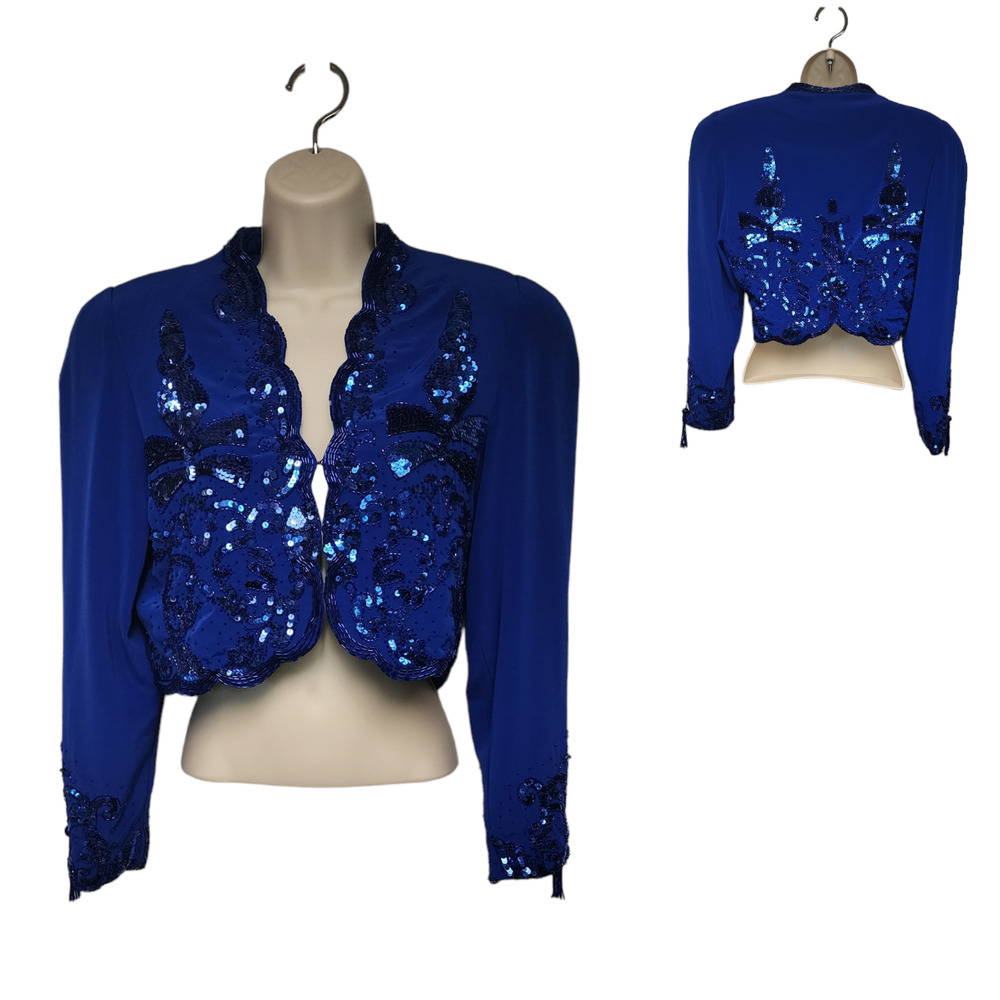 vintage Yvonne LA Fleur New Orleans Sequin Long Sleeve Bolero Open top Size 4